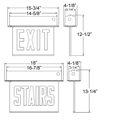Edgelit LED Exit Light 5W Recessed Mount Chicago Approved