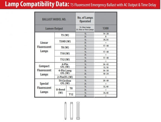 1300 Lumen Fluorescent Emergency Ballast T5/T5HO (Case of 4)