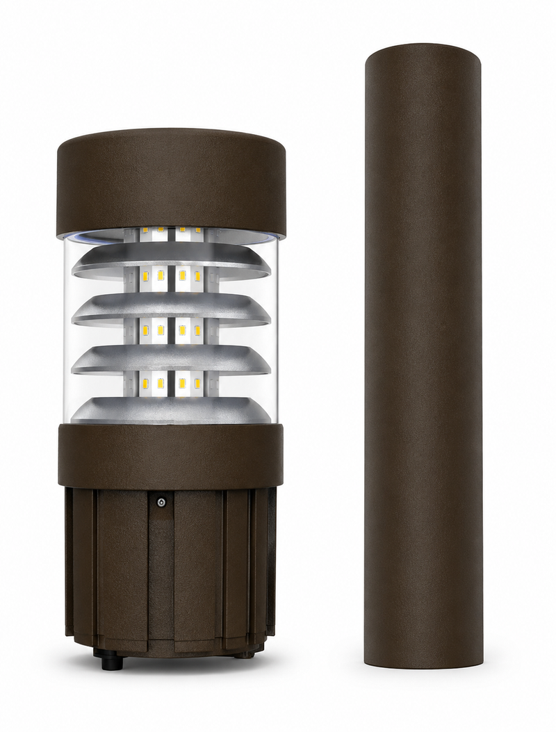 Steel Tech Lights LED Bollard Light – Selectable 14W/19W/24W – Selectable 3000K/4000K/5000K – AC120-277V – 0-10V Dimmable – 33" Round Pole Included
