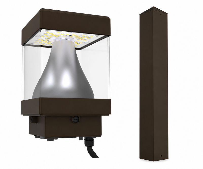 Steel Tech Lights LED Bollard Light – Selectable 14W/19W/24W – Selectable 3000K/4000K/5000K – AC120-277V – 0-10V Dimmable – 33" Square Pole Included