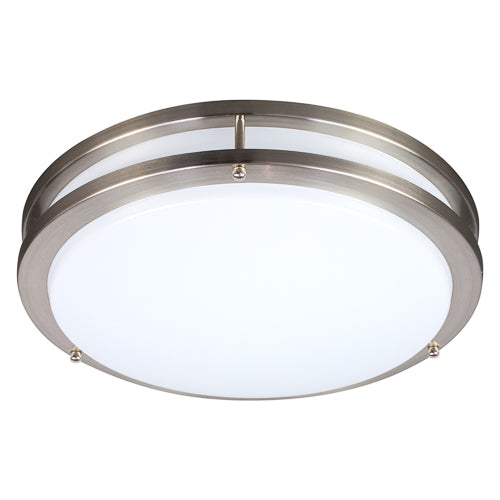 Energetic Lighting E3FMB2432T-93050 18" Flush Mount Double Ring Brushed Nickel 24-32W, 120V, Dimmable, Color Selectable