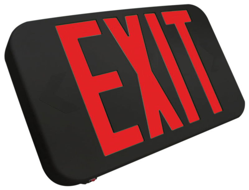 Red/Green LED Exit Sign White/Black Housing, Single or Double Face, Compact Design