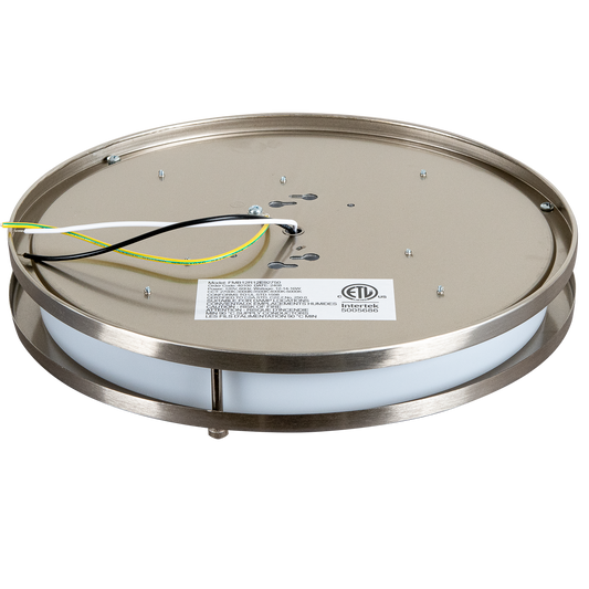 Energetic Lighting FMB12R12E92750 12" Flush Mount Double Ring Brushed Nickel 16W/14W/12W, 120V, Dimmable, Color Selectable