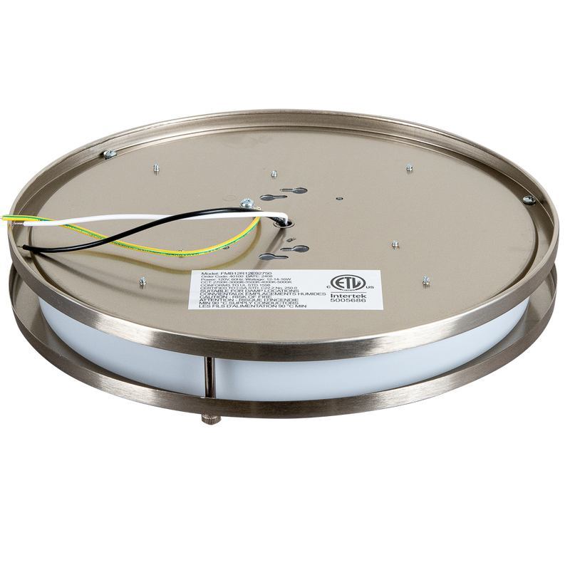 Energetic Lighting FMB12R12E92750 12" Flush Mount Double Ring Brushed Nickel 16W/14W/12W, 120V, Dimmable, Color Selectable