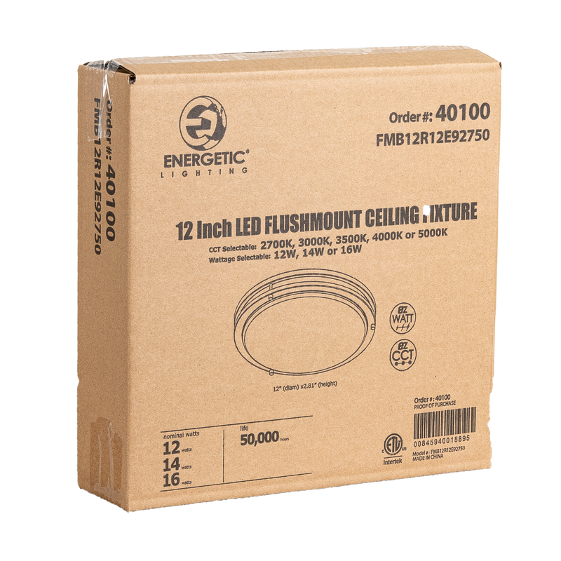 Energetic Lighting FMB12R12E92750 12" Flush Mount Double Ring Brushed Nickel 16W/14W/12W, 120V, Dimmable, Color Selectable