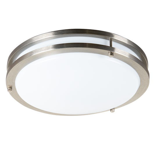 Energetic Lighting FMB12R12E92750 12" Flush Mount Double Ring Brushed Nickel 16W/14W/12W, 120V, Dimmable, Color Selectable