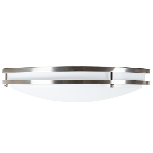 Energetic Lighting FMB16R22E92750 16" Flush Mount Double Ring Brushed Nickel 24W/21W/18W, 120V, Dimmable, Color Selectable