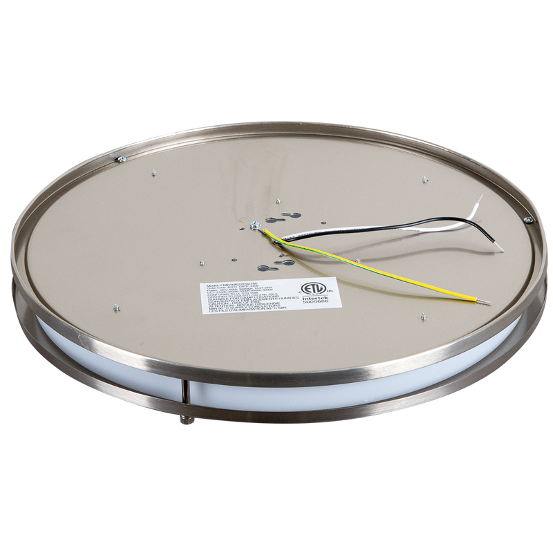 Energetic Lighting FMB16R22E92750 16" Flush Mount Double Ring Brushed Nickel 24W/21W/18W, 120V, Dimmable, Color Selectable