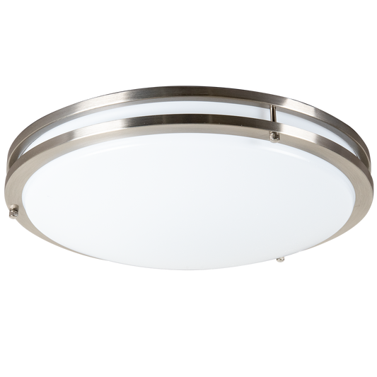Energetic Lighting FMB16R22E92750 16" Flush Mount Double Ring Brushed Nickel 24W/21W/18W, 120V, Dimmable, Color Selectable