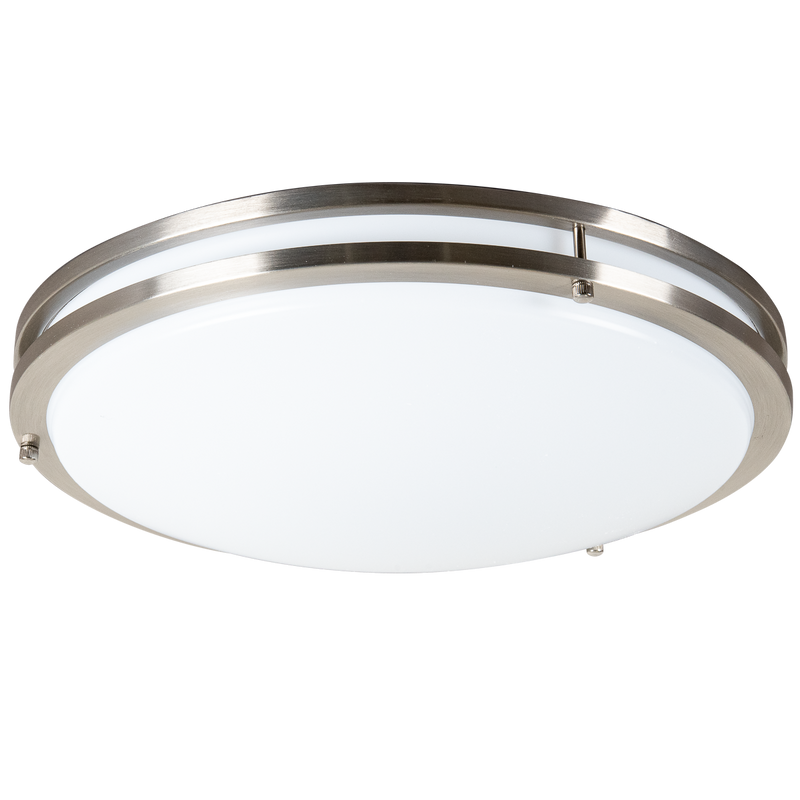 Energetic Lighting FMB16R22E92750 16" Flush Mount Double Ring Brushed Nickel 24W/21W/18W, 120V, Dimmable, Color Selectable