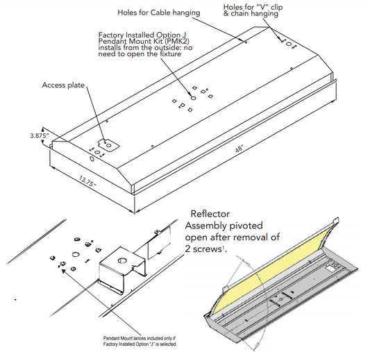 4 Lamp T8 Highbay Fluorescent Fixture W/ Ballast Access Door