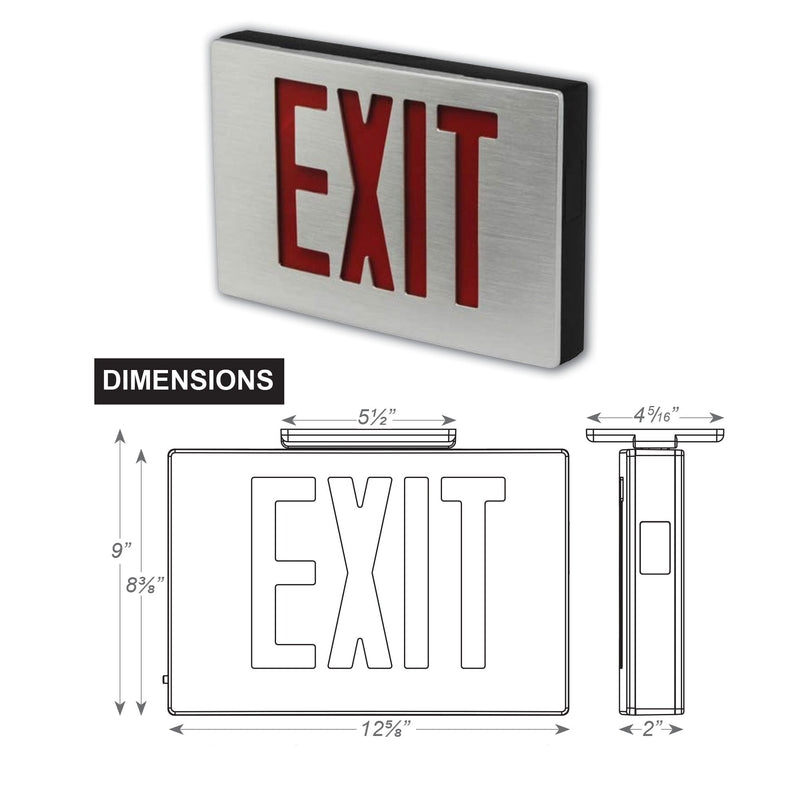 Die-Cast Aluminum Red or Green LED Exit Sign Single or Double Face