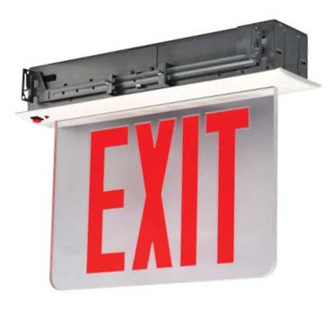 New York City Compliant Recessed Edge Lit Aluminum Red LED Exit Sign Single or Double Face