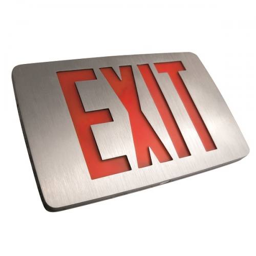 THIN Die-Cast Aluminum Red or Green LED Exit Sign Single or Double Face, Compact Design