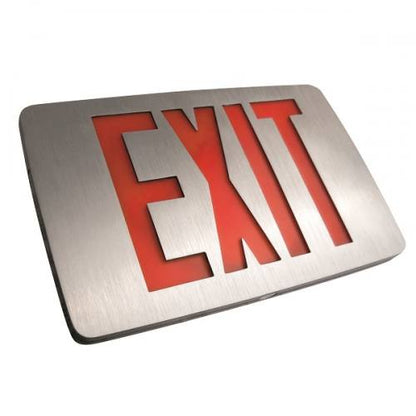 THIN Die-Cast Aluminum Red or Green LED Exit Sign Single or Double Face, Compact Design