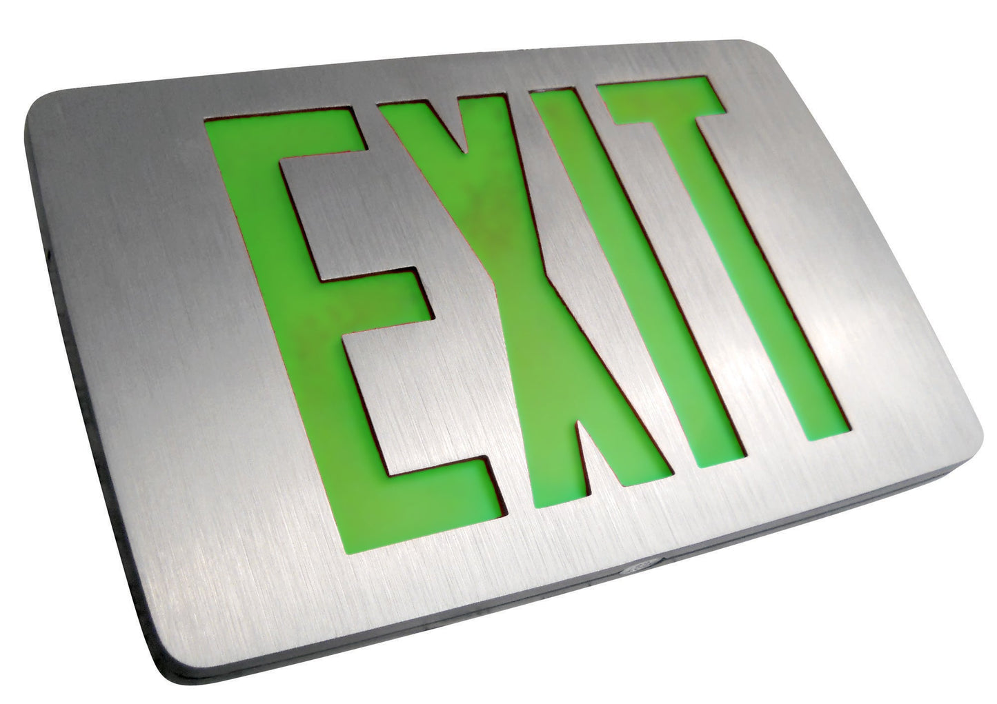 THIN Die-Cast Aluminum Red or Green LED Exit Sign Single or Double Face, Compact Design