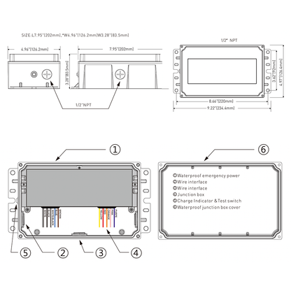 Exterior LED Emergency 90 Min Battery Junction Box 18Watt Output