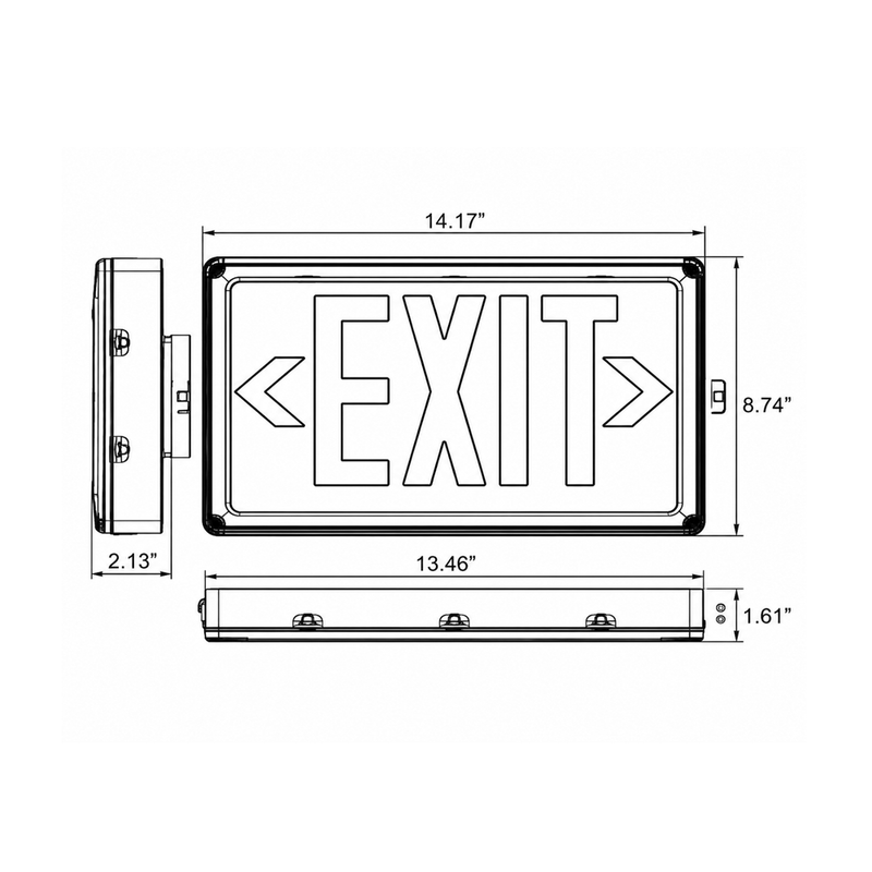Steel Tech Lights LED Exit Sign Light – Double-Sided Red EXIT Legend – 120-277V Dual Voltage – Battery Backup