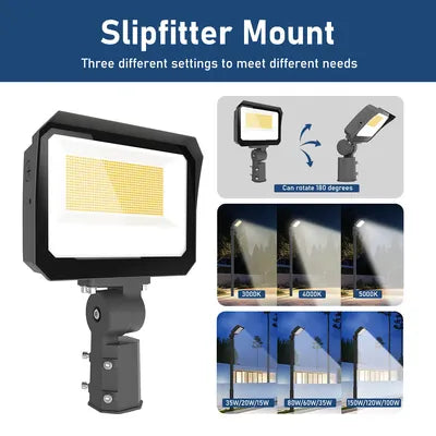 Steel Tech Lights 150W/120W/100W LED Flood Light – Slip-Fitter Mount – Up to 20,314 Lumens – 120–277V – Selectable CCT – IP65 Outdoor Flood Lighting