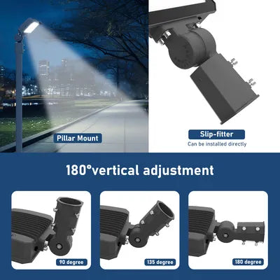 Steel Tech Lights 150W/120W/100W LED Flood Light – Slip-Fitter Mount – Up to 20,314 Lumens – 120–277V – Selectable CCT – IP65 Outdoor Flood Lighting