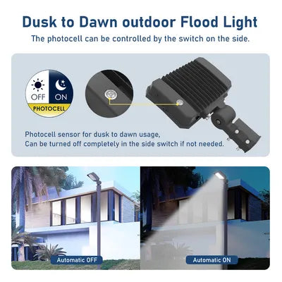 Steel Tech Lights 150W/120W/100W LED Flood Light – Slip-Fitter Mount – Up to 20,314 Lumens – 120–277V – Selectable CCT – IP65 Outdoor Flood Lighting